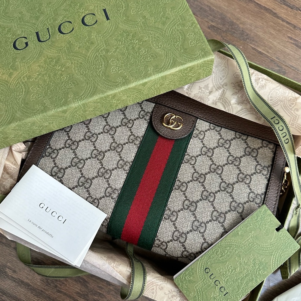 💯 GUCCI GG OPHIDIA GG SMALL SHOULDER BAG IN BEIGE w/ box and auth cert